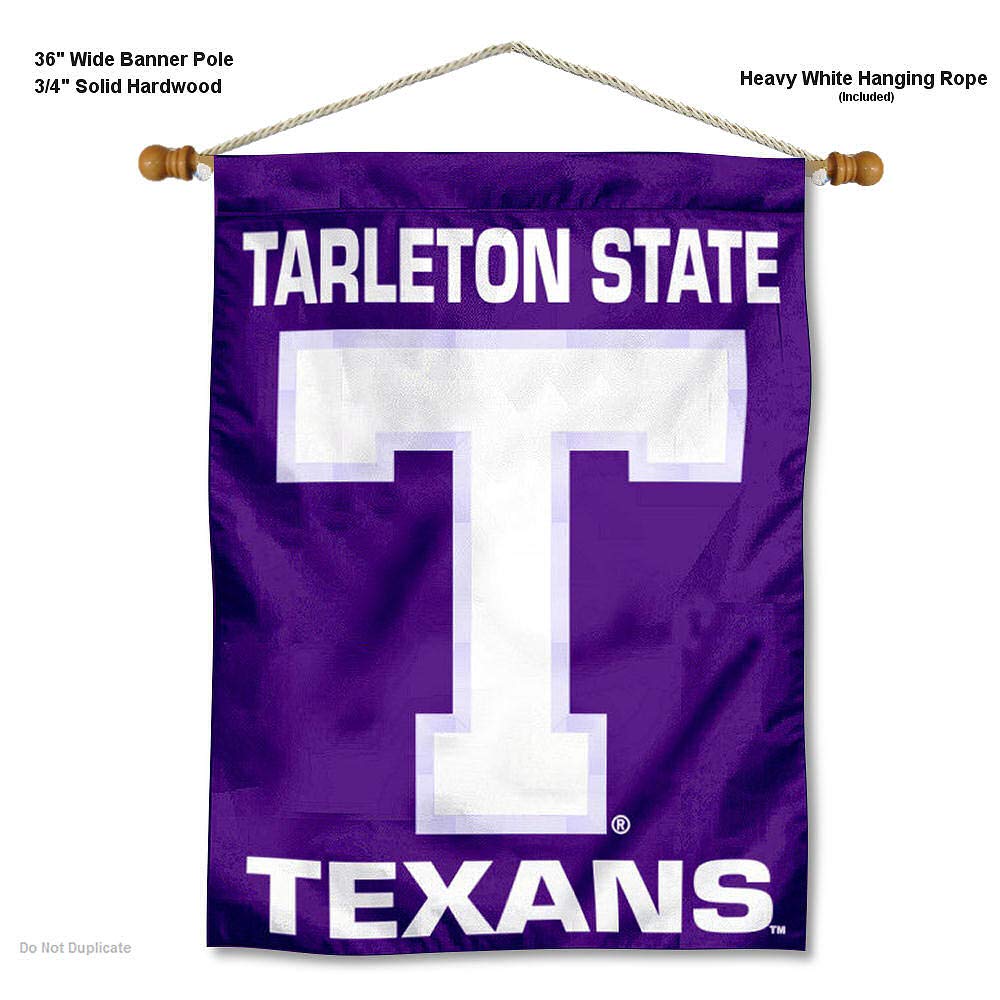 Tarleton State Texans Double Sided House Flag and Wood Banner Pole Set - Sports Collectibles, Sports Memorabilia, Sports Fan Shop, Sports Gifts