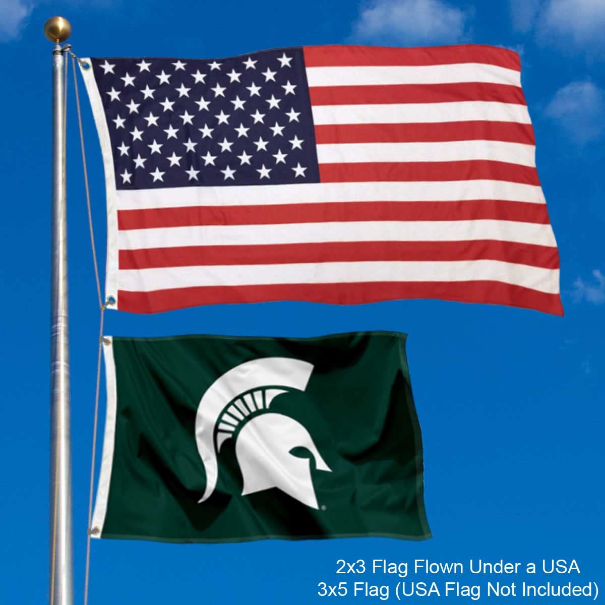 College Flags & Banners Co. Michigan State Spartans Small 2x3 Foot Flag - Sports Collectibles, Sports Memorabilia, Sports Fan Shop, Sports Gifts