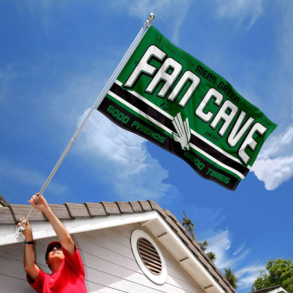 North Texas Mean Green Fan Man Cave Banner Flag - Sports Collectibles, Sports Memorabilia, Sports Fan Shop, Sports Gifts