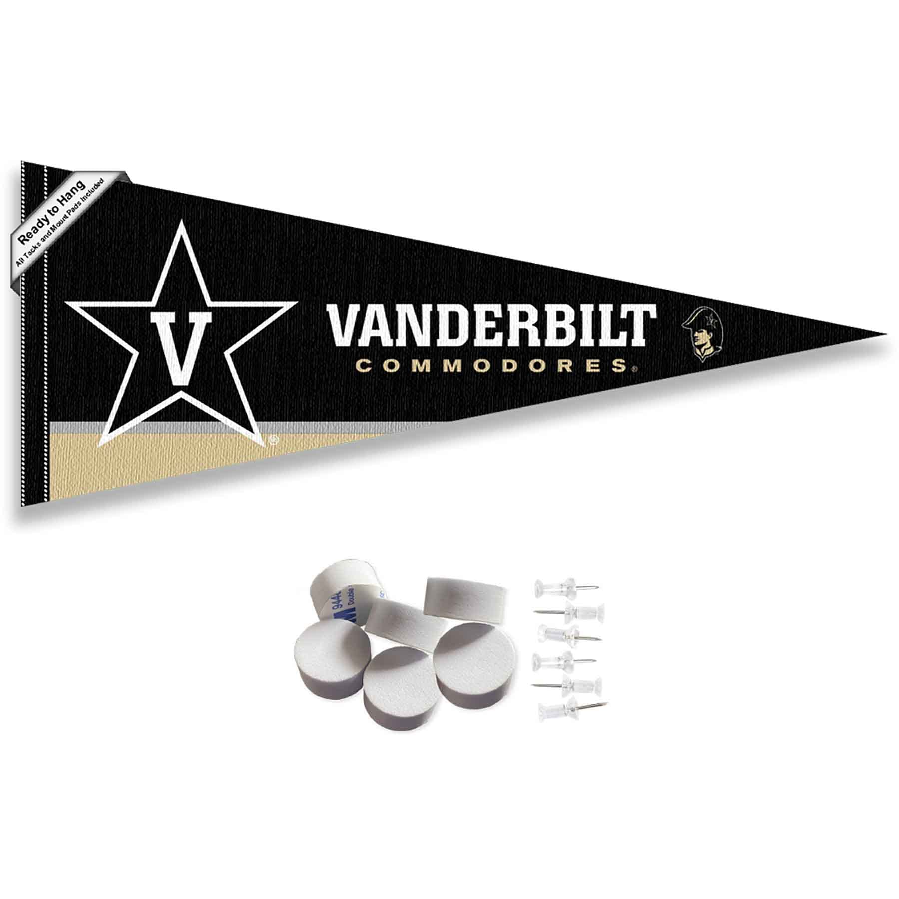 College Flags & Banners Co. Vanderbilt Commodores Pennant Flag and Wall Tack Mount Pads - Sports Gifts, Sports Memorabilia, Sports Collectibles, Fan Shop