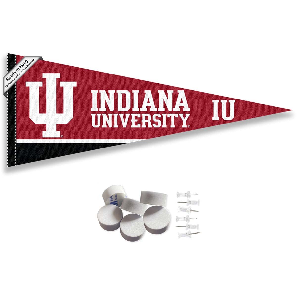 College Flags & Banners Co. Indiana Hoosiers Pennant Flag and Wall Tack Mount Pads - Sports Collectibles, Sports Memorabilia, Sports Fan Shop, Sports Gifts