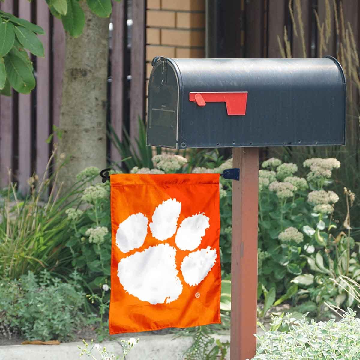 Clemson Primary Logo Garden Flag and Mailbox Post Pole Mount Holder Set - Sports Collectibles, Sports Memorabilia, Sports Fan Shop, Sports Gifts