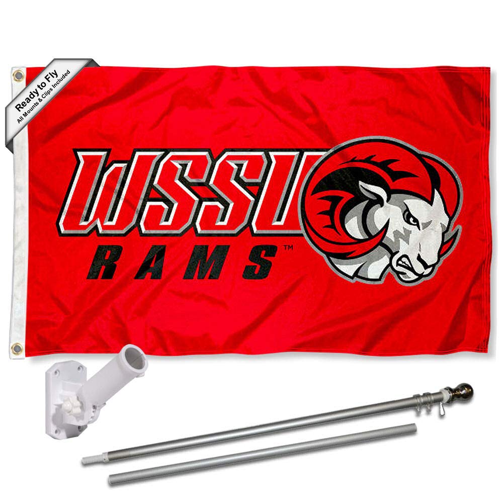 College Flags & Banners Co. WSSU Rams Wordmark 3x5 Foot Flag and Pole Bracket Mount Bundle - Sports Collectibles, Sports Memorabilia, Sports Fan Shop, Sports Gifts
