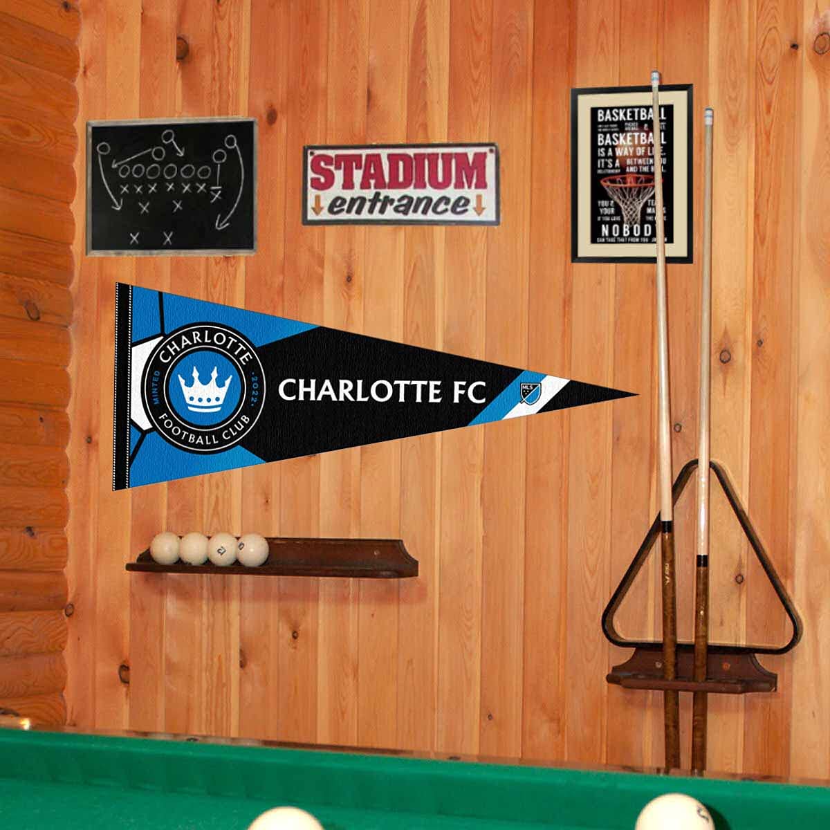 WinCraft Charlotte Football Club Pennant Flag Banner - Sports Collectibles, Sports Memorabilia, Sports Fan Shop, Sports Gifts