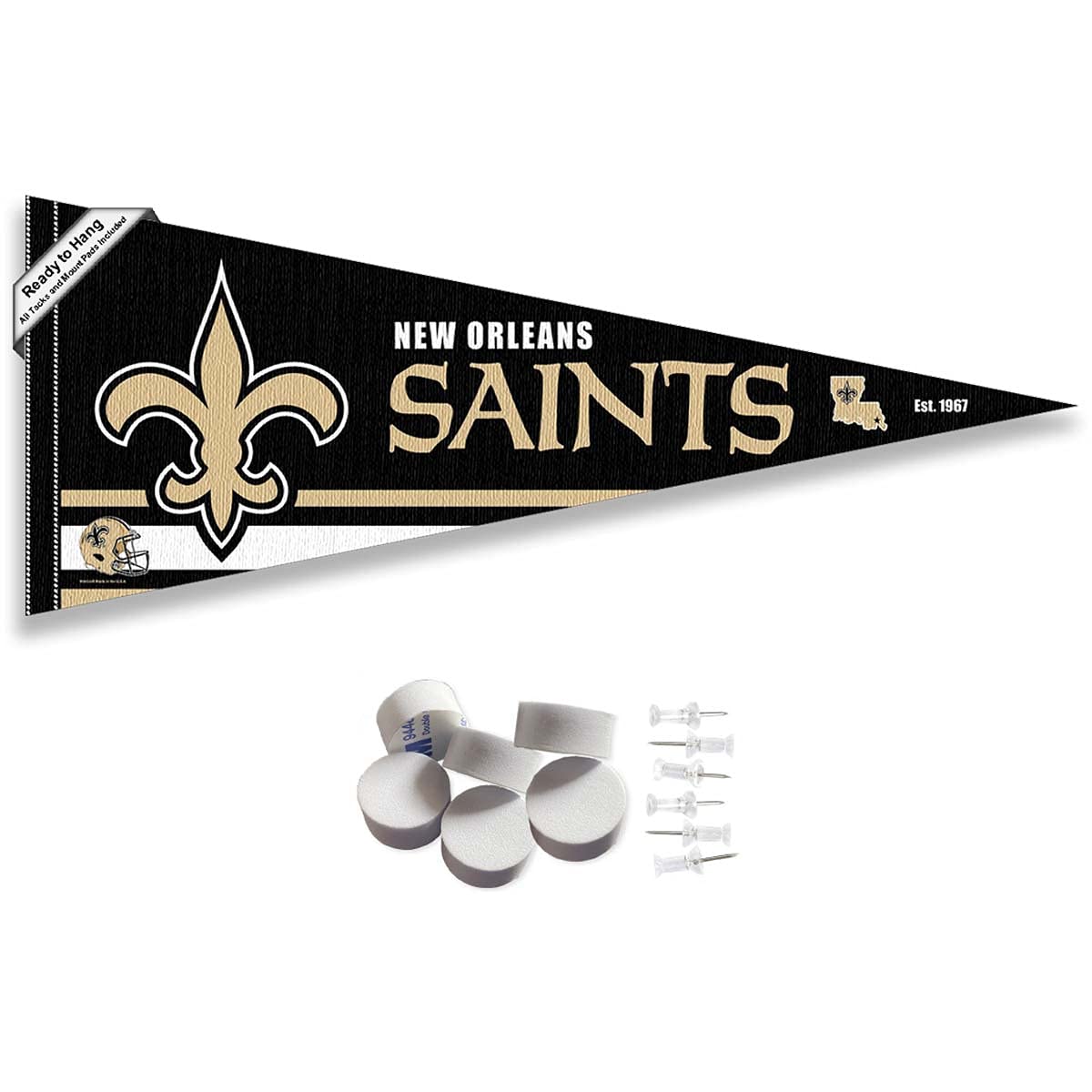 New Orleans Saints Pennant Banner and Wall Tack Pads - Sports Collectibles, Sports Memorabilia, Sports Fan Shop, Sports Gifts