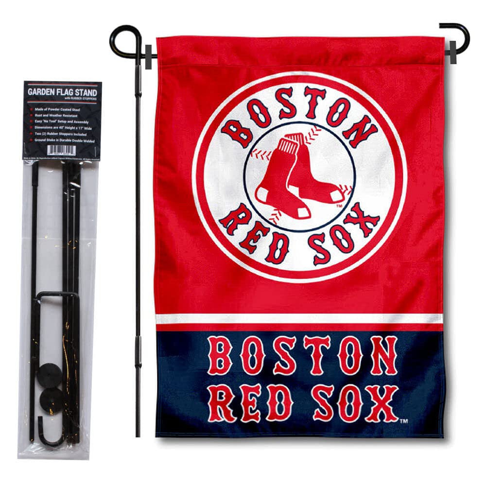 WinCraft Boston Red Sox Garden Flag with Stand Holder - Sports Collectibles, Sports Memorabilia, Sports Fan Shop, Sports Gifts