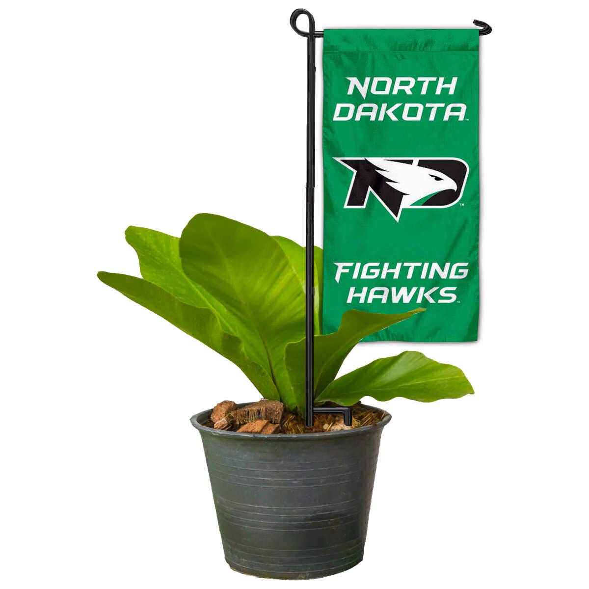 College Flags & Banners Co. North Dakota Fighting Hawks Mini Garden and Flower Pot Flag Topper - Sports Collectibles, Sports Memorabilia, Sports Fan Shop, Sports Gifts