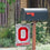 Ohio State Buckeyes Grey Block O Garden Flag and Mailbox Post Pole Mount Holder Set - Sports Collectibles, Sports Memorabilia, Sports Fan Shop, Sports Gifts