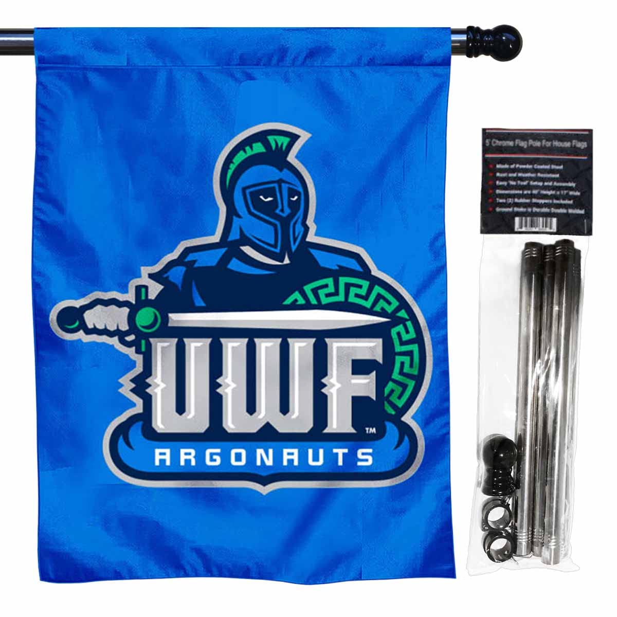 West Florida Argos House Flag with Flag Pole Set - Sports Collectibles, Sports Memorabilia, Sports Fan Shop, Sports Gifts