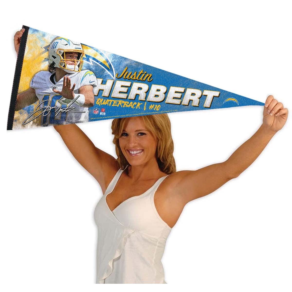 WinCraft Los Angeles Chargers Herbert Pennant Banner Flag - Sports Collectibles, Sports Memorabilia, Sports Fan Shop, Sports Gifts