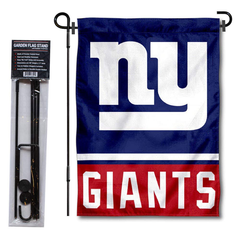 WinCraft New York Giants Garden Flag with Stand Holder - Sports Collectibles, Sports Memorabilia, Sports Fan Shop, Sports Gifts
