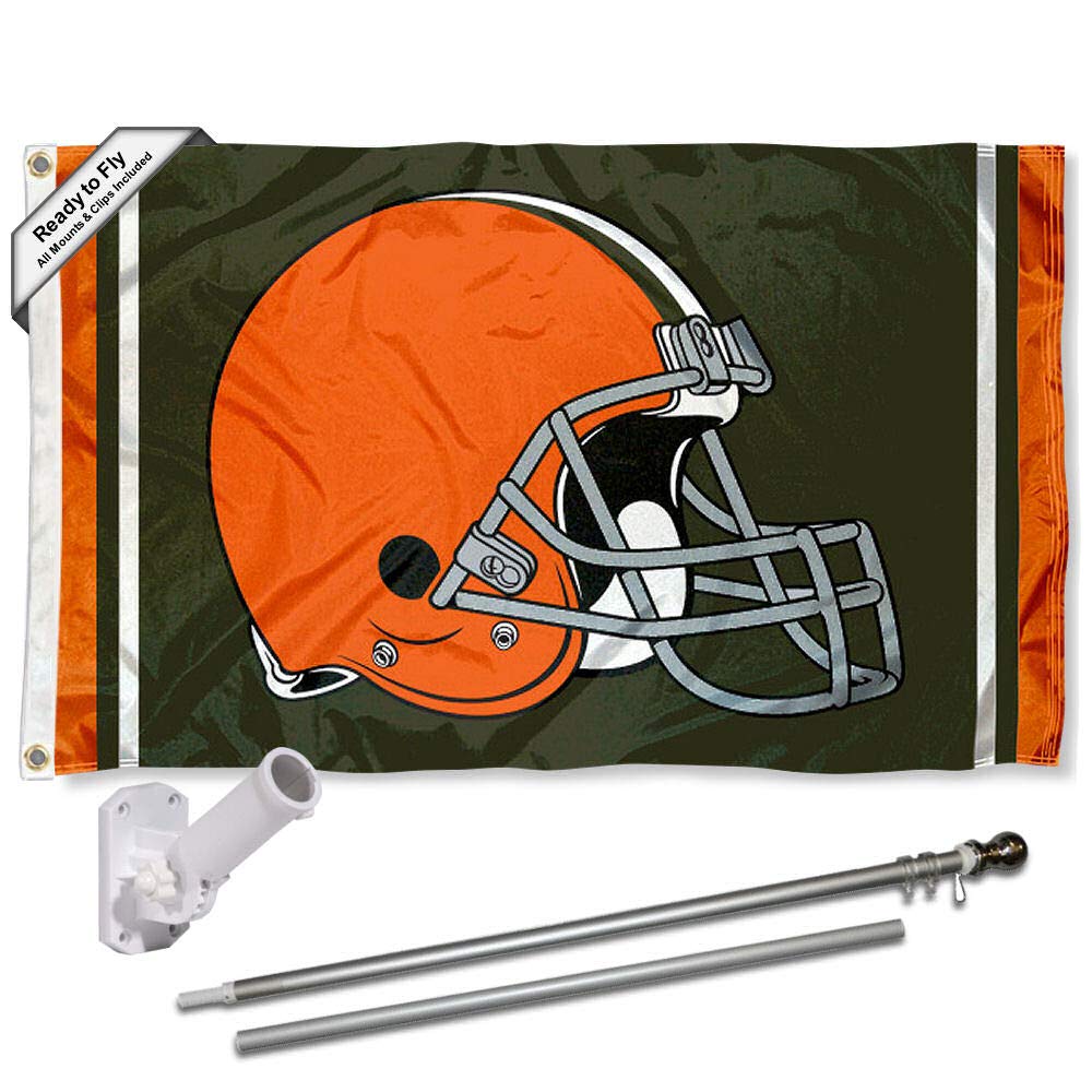 WinCraft Cleveland Browns Flag Pole and Bracket Kit - Sports Collectibles, Sports Memorabilia, Sports Fan Shop, Sports Gifts