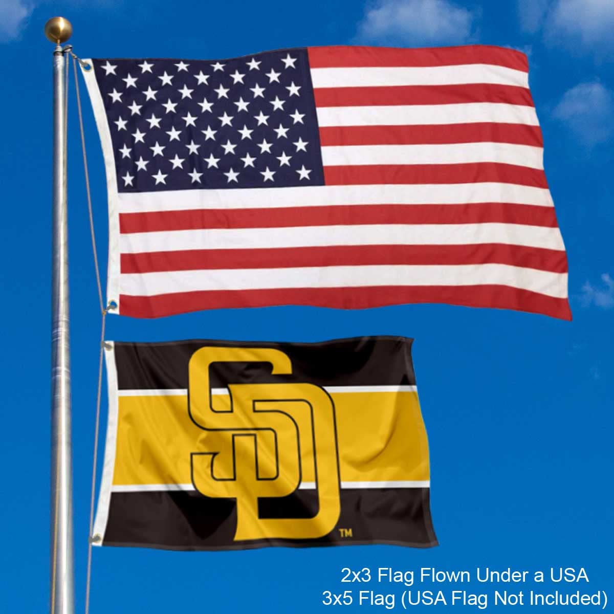 WinCraft San Diego Padres 2x3 Foot Small Flag - Sports Collectibles, Sports Memorabilia, Sports Fan Shop, Sports Gifts