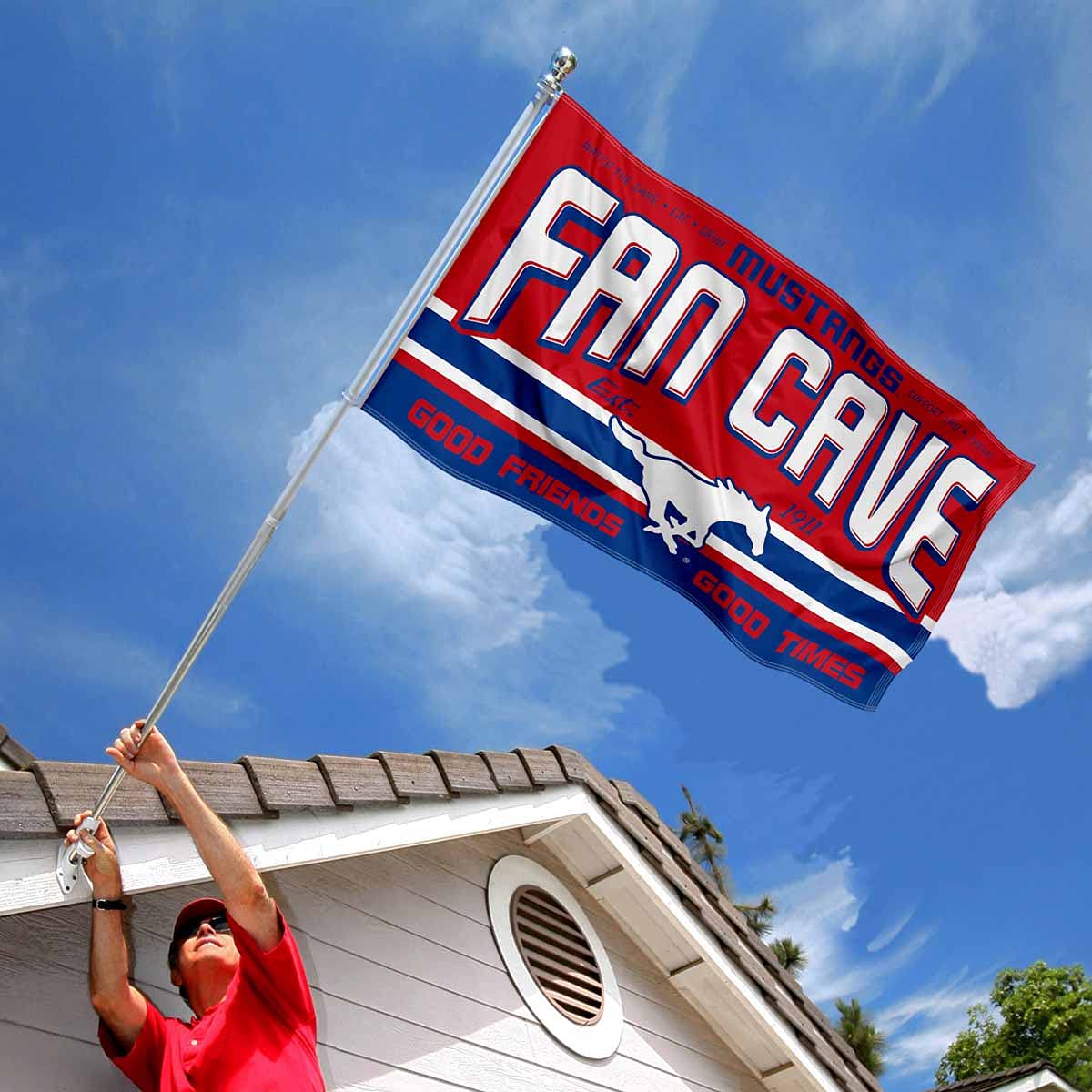 Southern Methodist Mustangs Fan Man Cave Banner Flag - Sports Collectibles, Sports Memorabilia, Sports Fan Shop, Sports Gifts