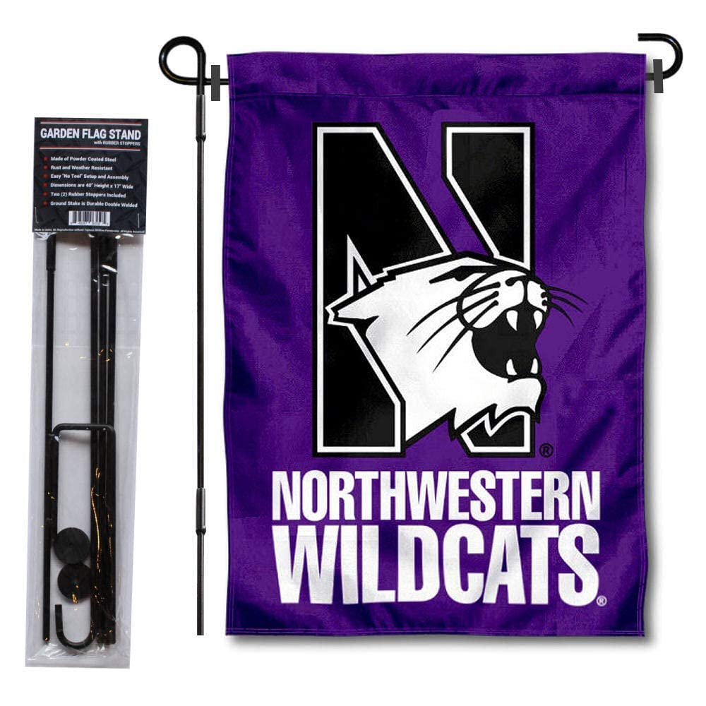 College Flags & Banners Co. Northwestern University Garden Flag and Pole Holder Set - Sports Collectibles, Sports Memorabilia, Sports Fan Shop, Sports Gifts