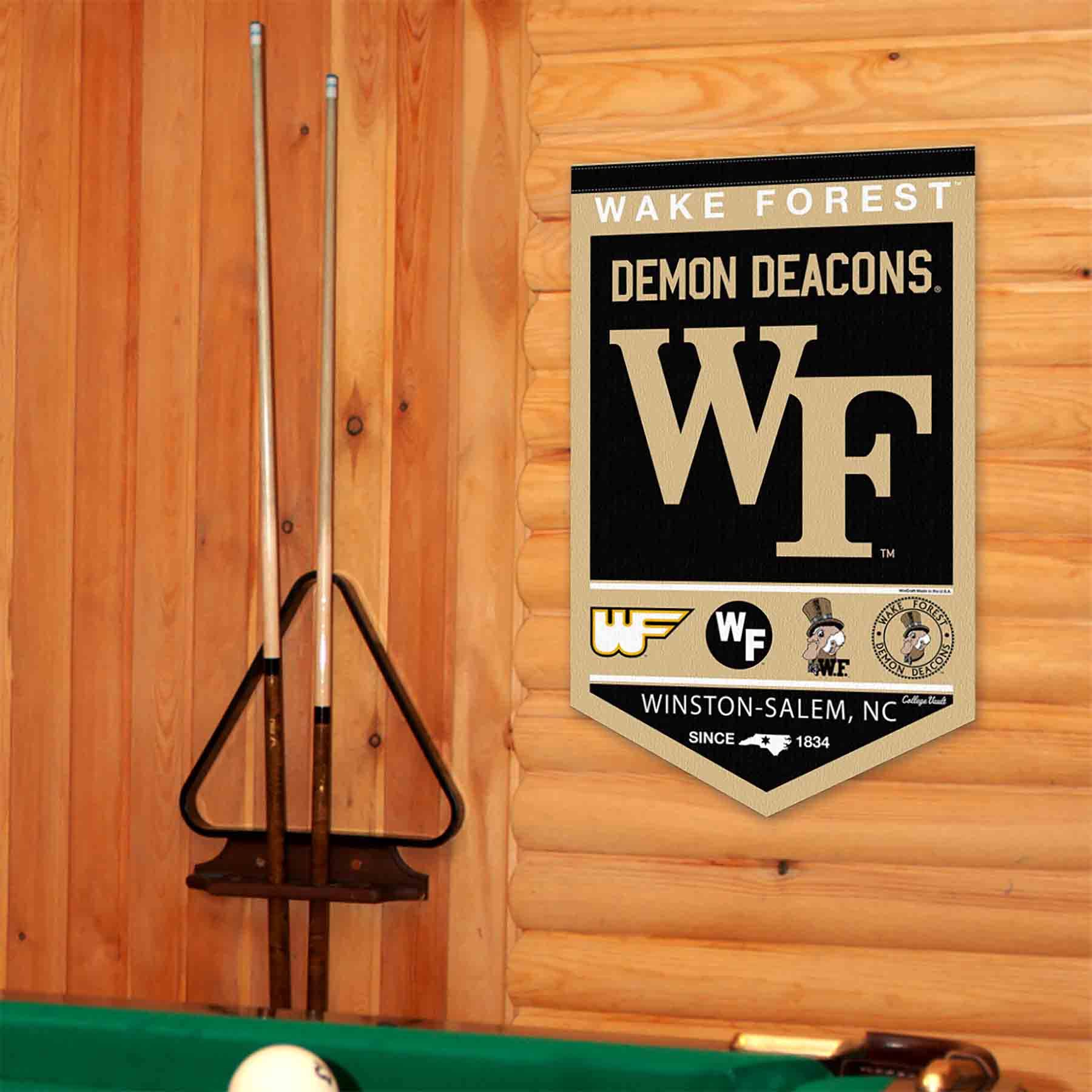 College Flags & Banners Co. Wake Forest Demon Deacons Heritage History Banner Pennant - Sports Collectibles, Sports Memorabilia, Sports Fan Shop, Sports Gifts