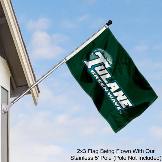 College Flags & Banners Co. Tulane Green Wave Small 2x3 Foot Flag - Sports Collectibles, Sports Memorabilia, Sports Fan Shop, Sports Gifts