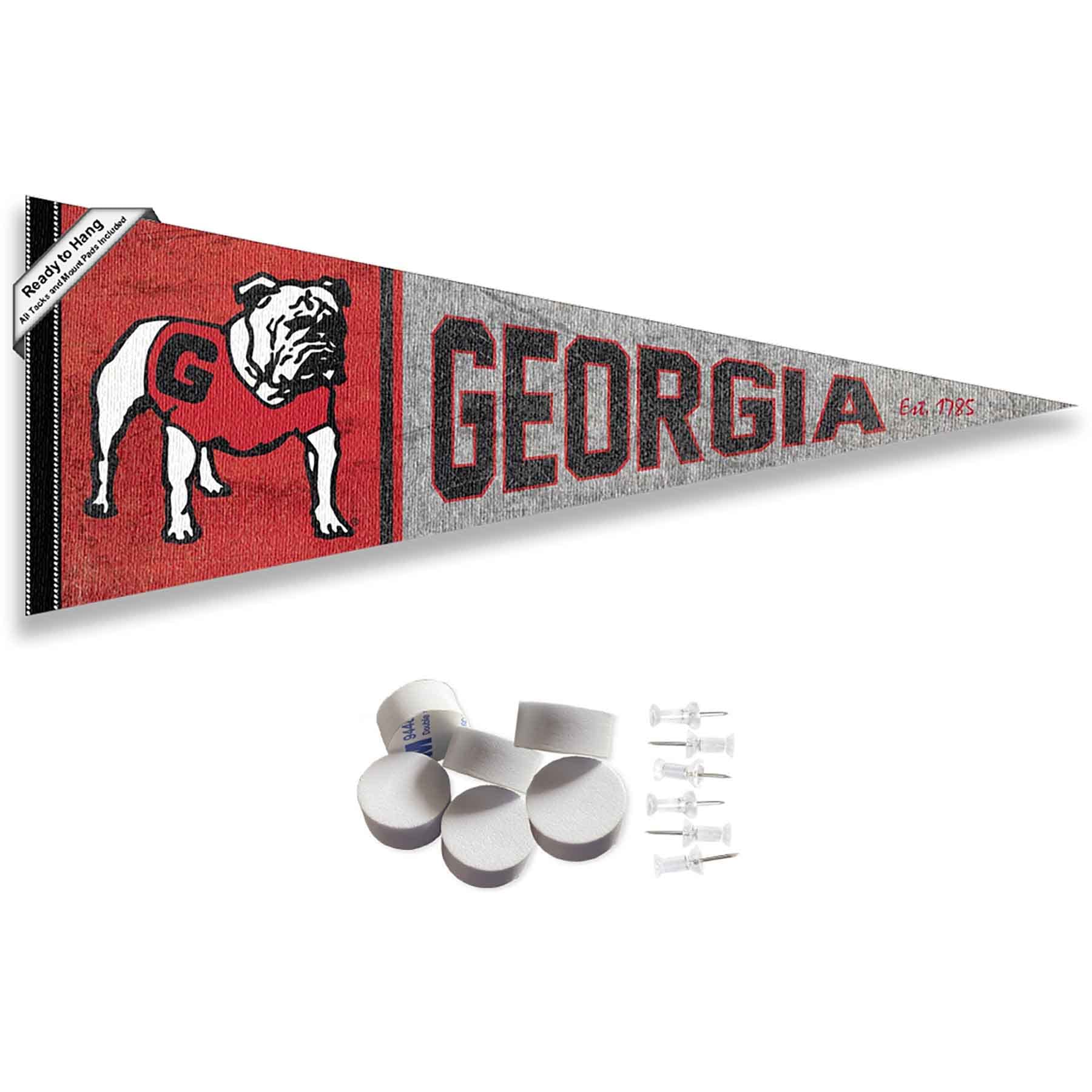 College Flags & Banners Co. Georgia Bulldogs Retro Throwback Vintage Pennant Flag and Wall Tack Mount Pads - Sports Collectibles, Sports Memorabilia, Sports Fan Shop, Sports Gifts