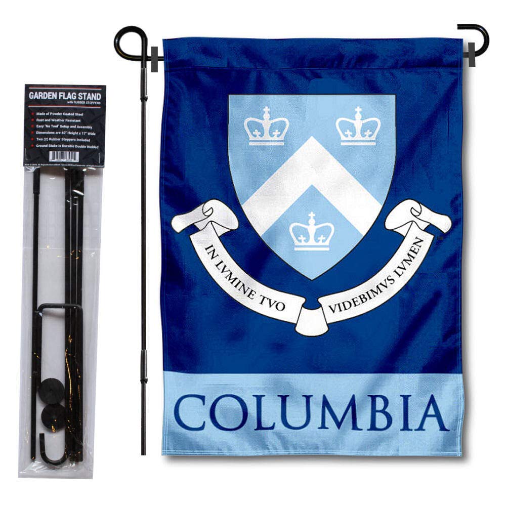 College Flags & Banners Co. Columbia Lions Garden Flag and USA Stand Pole Holder Set - Sports Collectibles, Sports Memorabilia, Sports Fan Shop, Sports Gifts