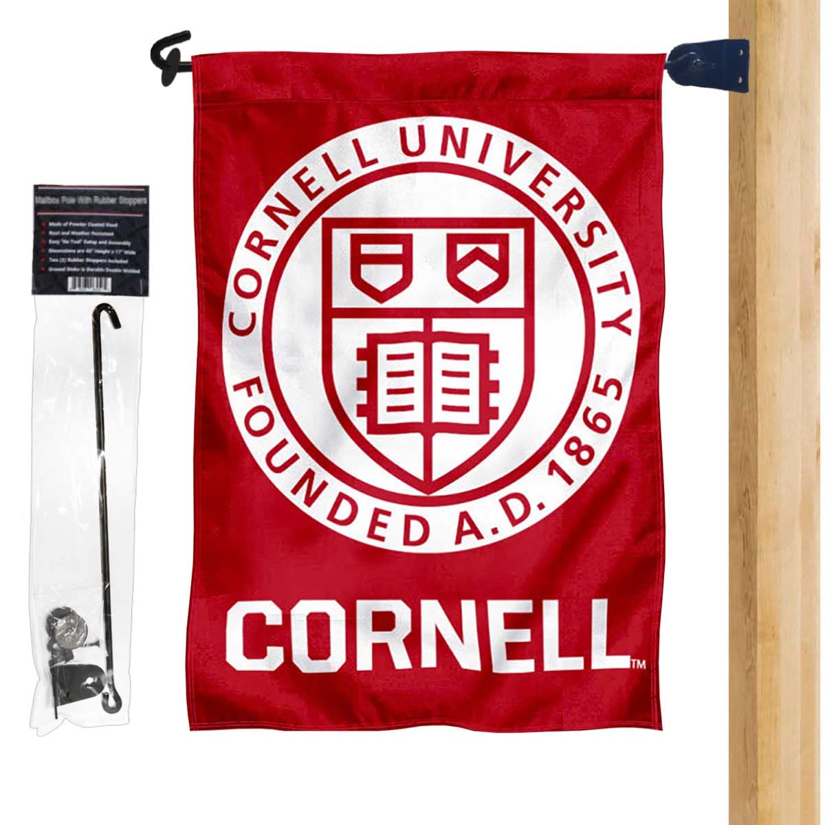 Cornell Big Red Insignia Garden Flag and Mailbox Post Pole Mount Holder Set - Sports Collectibles, Sports Memorabilia, Sports Fan Shop, Sports Gifts