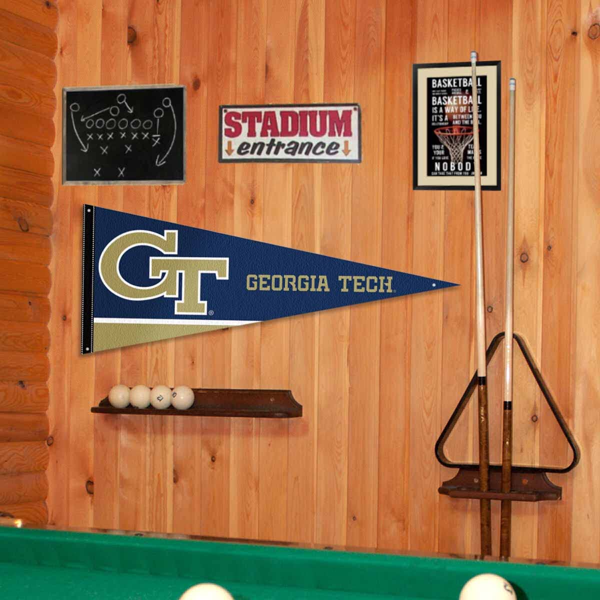 College Flags & Banners Co. Georgia Tech Yellow Jackets Pennant Flag and Wall Tack Mount Pads - Sports Collectibles, Sports Memorabilia, Sports Fan Shop, Sports Gifts