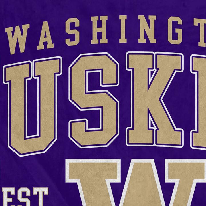 NCAA Washington Huskies Vintage Arch Block Ultra Soft Blanket - Sports Gifts, Sports Memorabilia, Sports Collectibles, Fan Shop