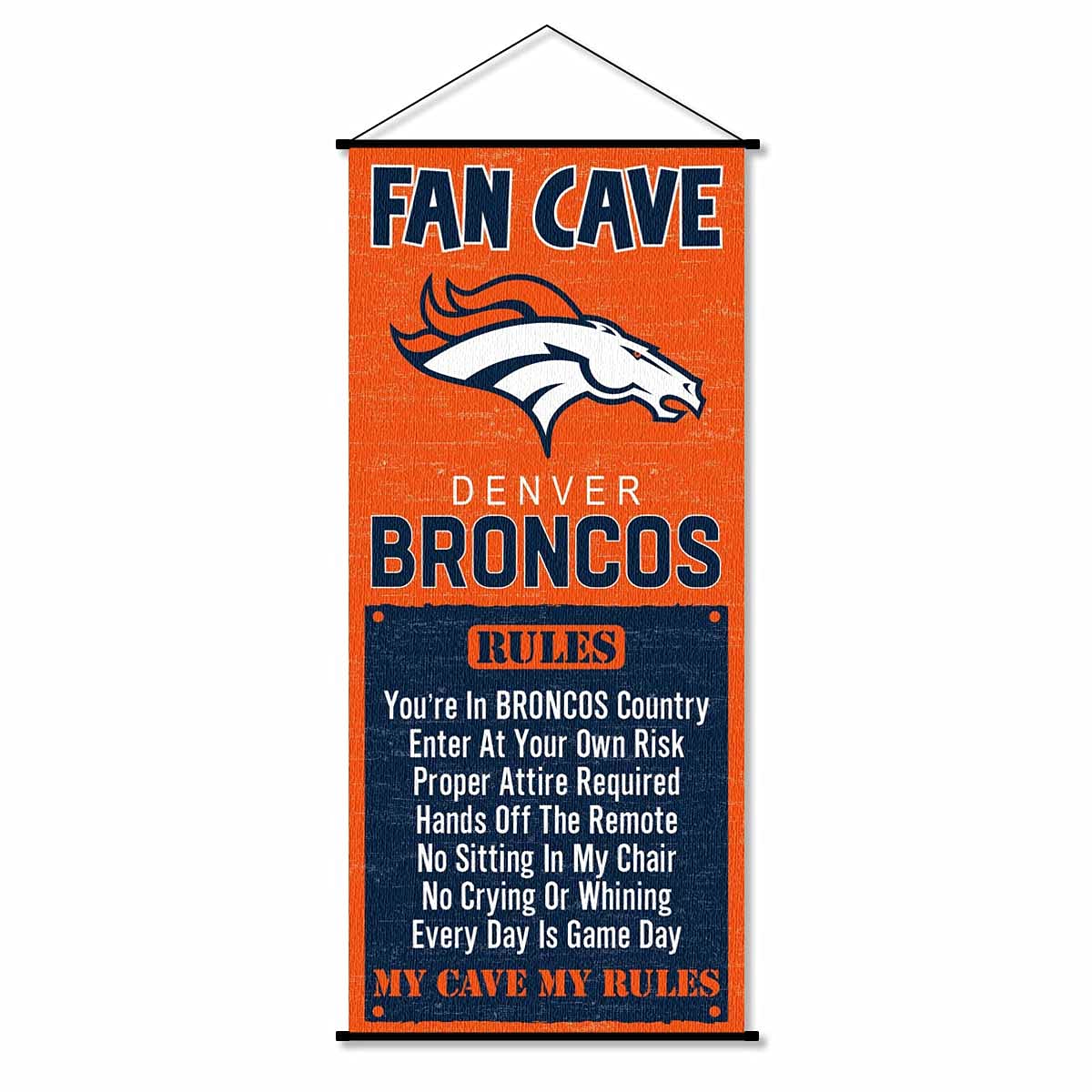 WinCraft Denver Broncos Man Cave Fan Banner Wall Door Scroll - Sports Collectibles, Sports Memorabilia, Sports Fan Shop, Sports Gifts