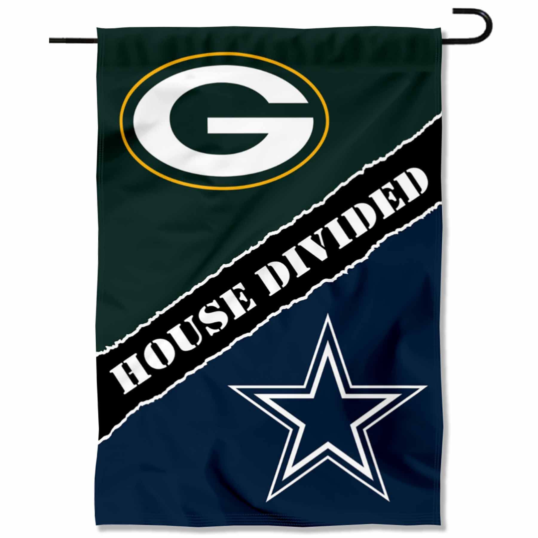 WinCraft House Divided Packers and Cowboys Double Sided Garden Flag - Sports Collectibles, Sports Memorabilia, Sports Fan Shop, Sports Gifts