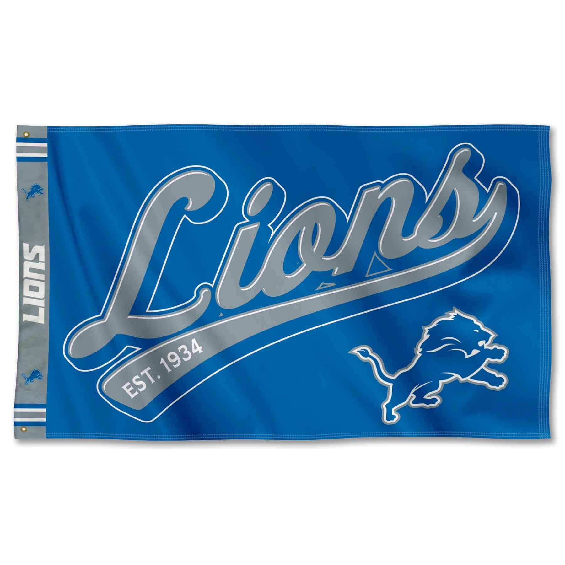 WinCraft Detroit Lions Script Logo Premium Flag - Sports Collectibles, Sports Memorabilia, Sports Fan Shop, Sports Gifts