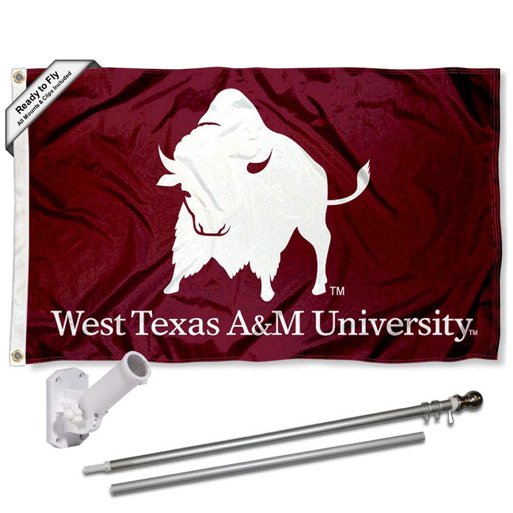 College Flags & Banners Co. WTAMU Buffaloes New Logo Flag and Pole Bracket Mount Bundle - Sports Collectibles, Sports Memorabilia, Sports Fan Shop, Sports Gifts