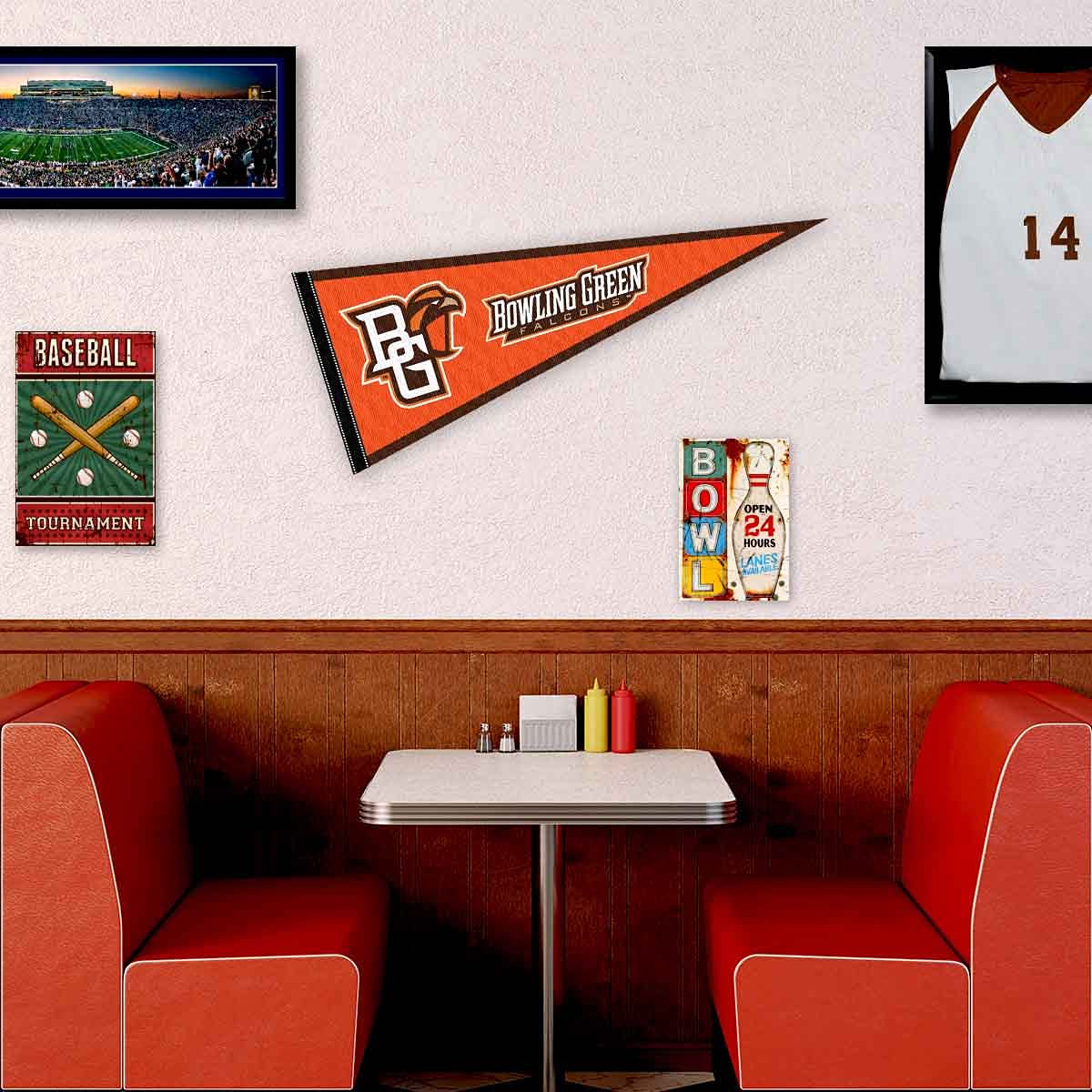College Flags & Banners Co. Bowling Green State University Falcons Wordmark Pennant Flag - Sports Collectibles, Sports Memorabilia, Sports Fan Shop, Sports Gifts