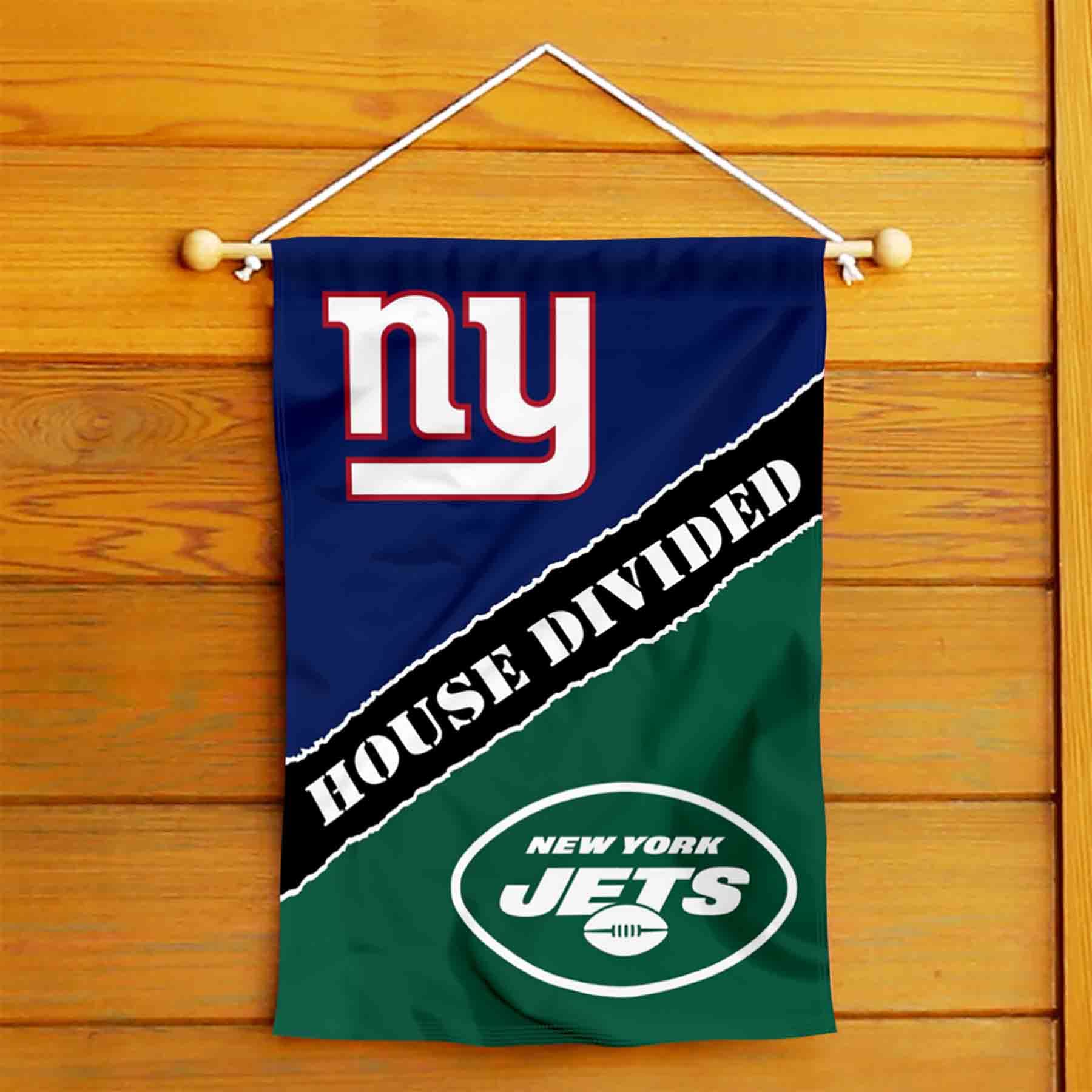 WinCraft House Divided Giants and Jets Double Sided Garden Flag - Sports Collectibles, Sports Memorabilia, Sports Fan Shop, Sports Gifts