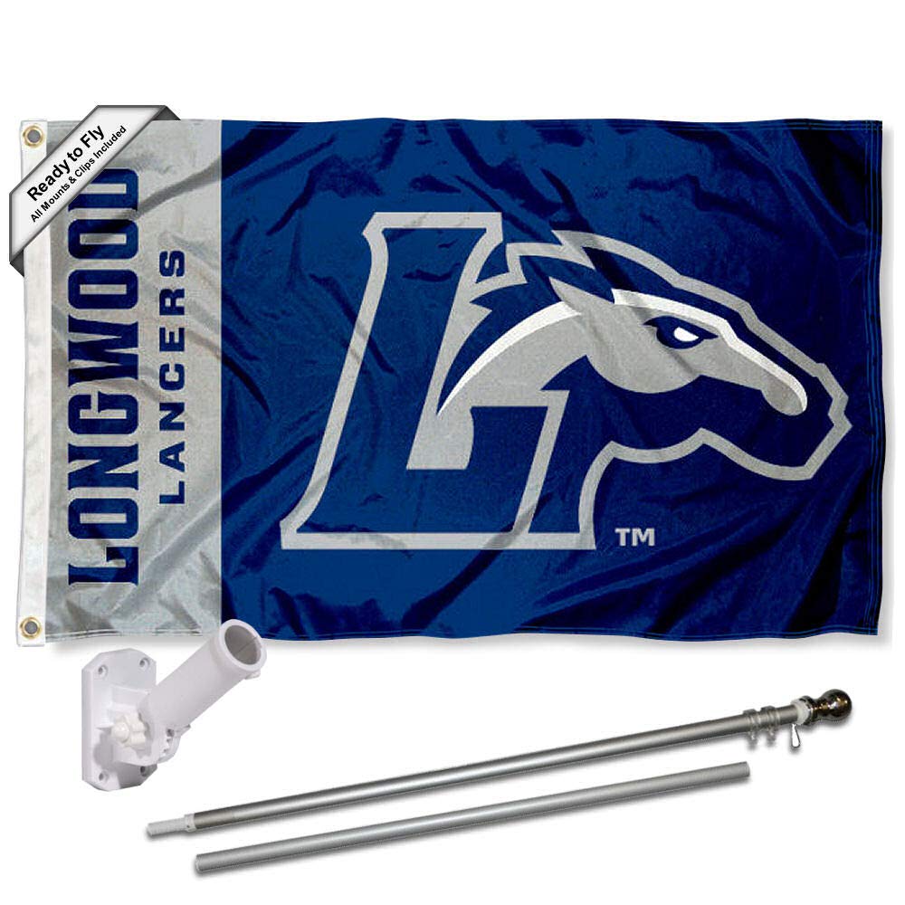 College Flags & Banners Co. Longwood University 3x5 Flag and Pole Bracket Mount Bundle - Sports Collectibles, Sports Memorabilia, Sports Fan Shop, Sports Gifts