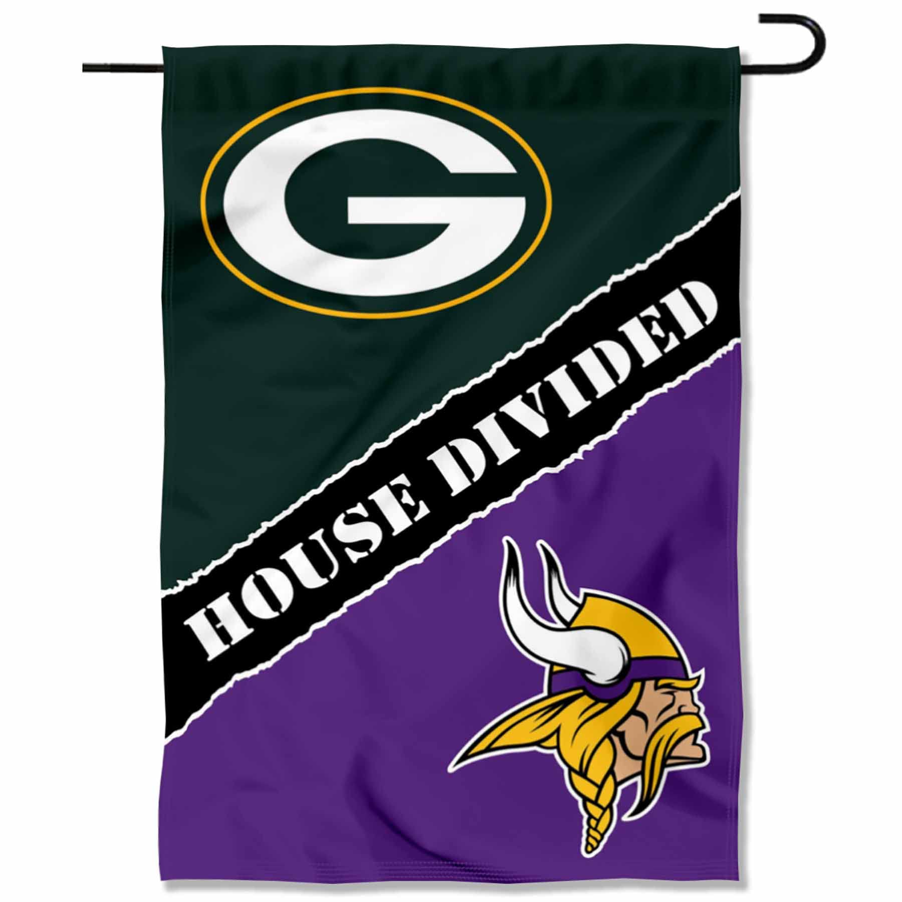 WinCraft House Divided Packers and Vikings Double Sided Garden Flag - Sports Collectibles, Sports Memorabilia, Sports Fan Shop, Sports Gifts