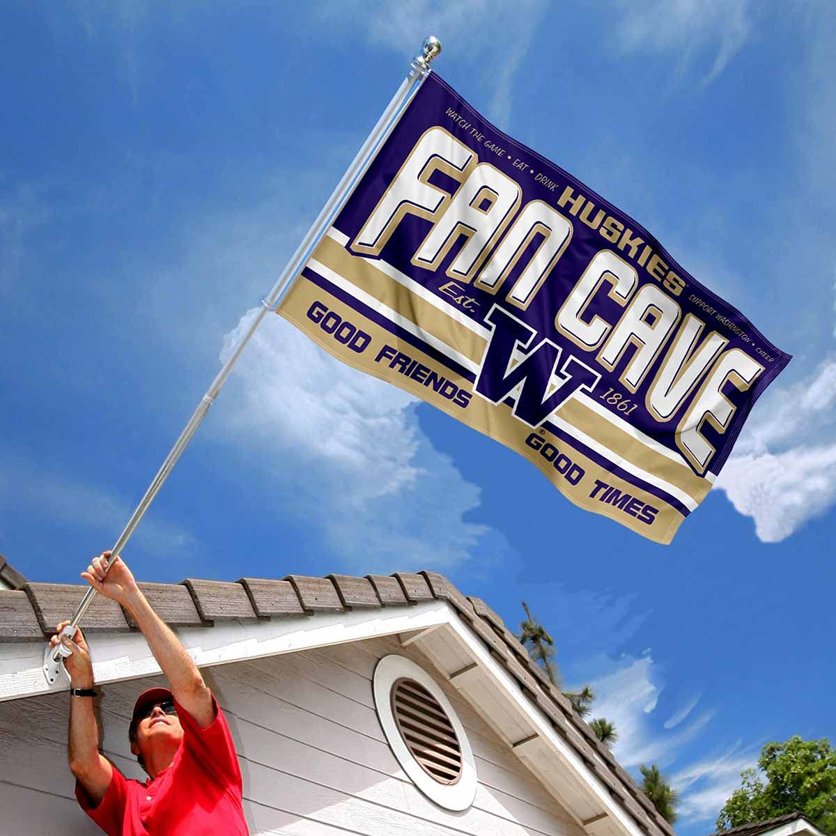 Washington Huskies Fan Man Cave Banner Flag - Sports Collectibles, Sports Memorabilia, Sports Fan Shop, Sports Gifts