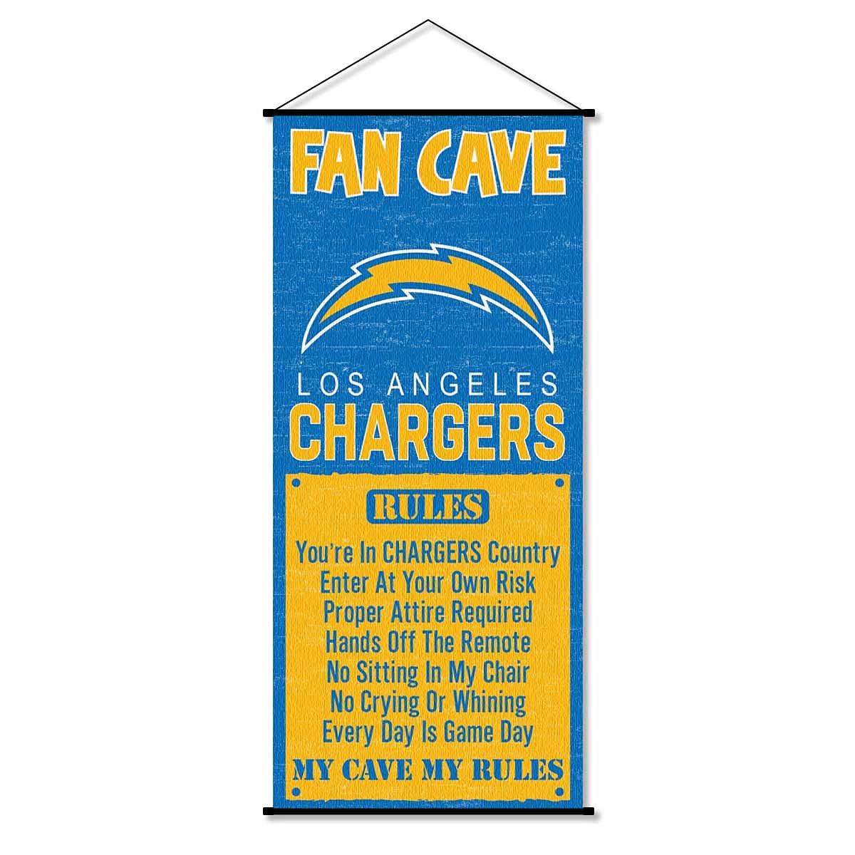 WinCraft Los Angeles Chargers Man Cave Fan Banner Wall Door Scroll - Sports Collectibles, Sports Memorabilia, Sports Fan Shop, Sports Gifts