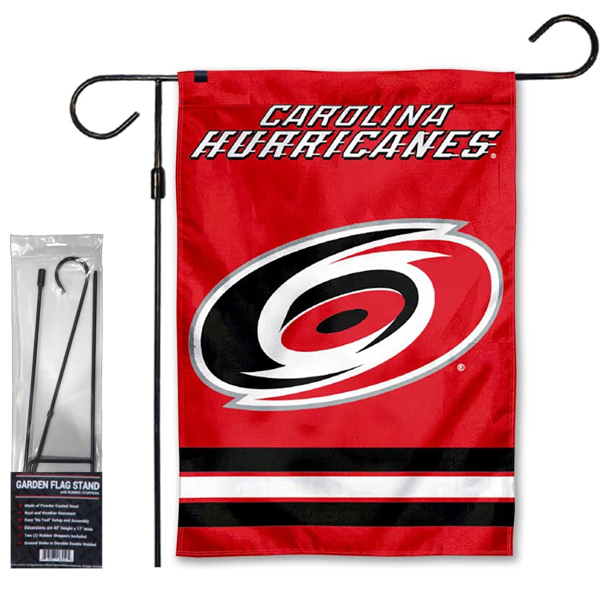 WinCraft Carolina Hurricanes Garden Flag and Pole Stand Mount Holder - Sports Collectibles, Sports Memorabilia, Sports Fan Shop, Sports Gifts