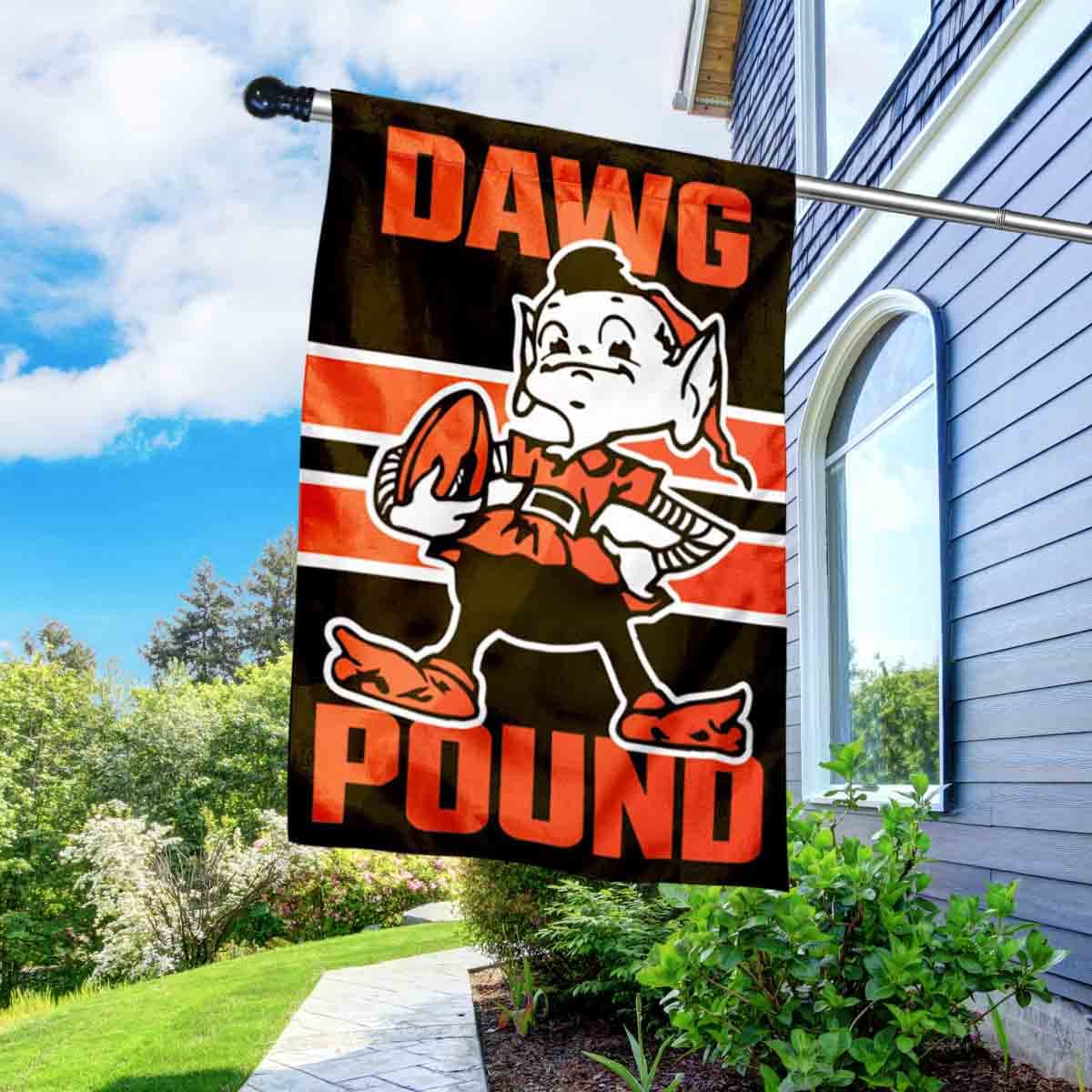 WinCraft Browns Dawg Pound Banner House Flag and 5 Foot Flagpole Set - Sports Collectibles, Sports Memorabilia, Sports Fan Shop, Sports Gifts