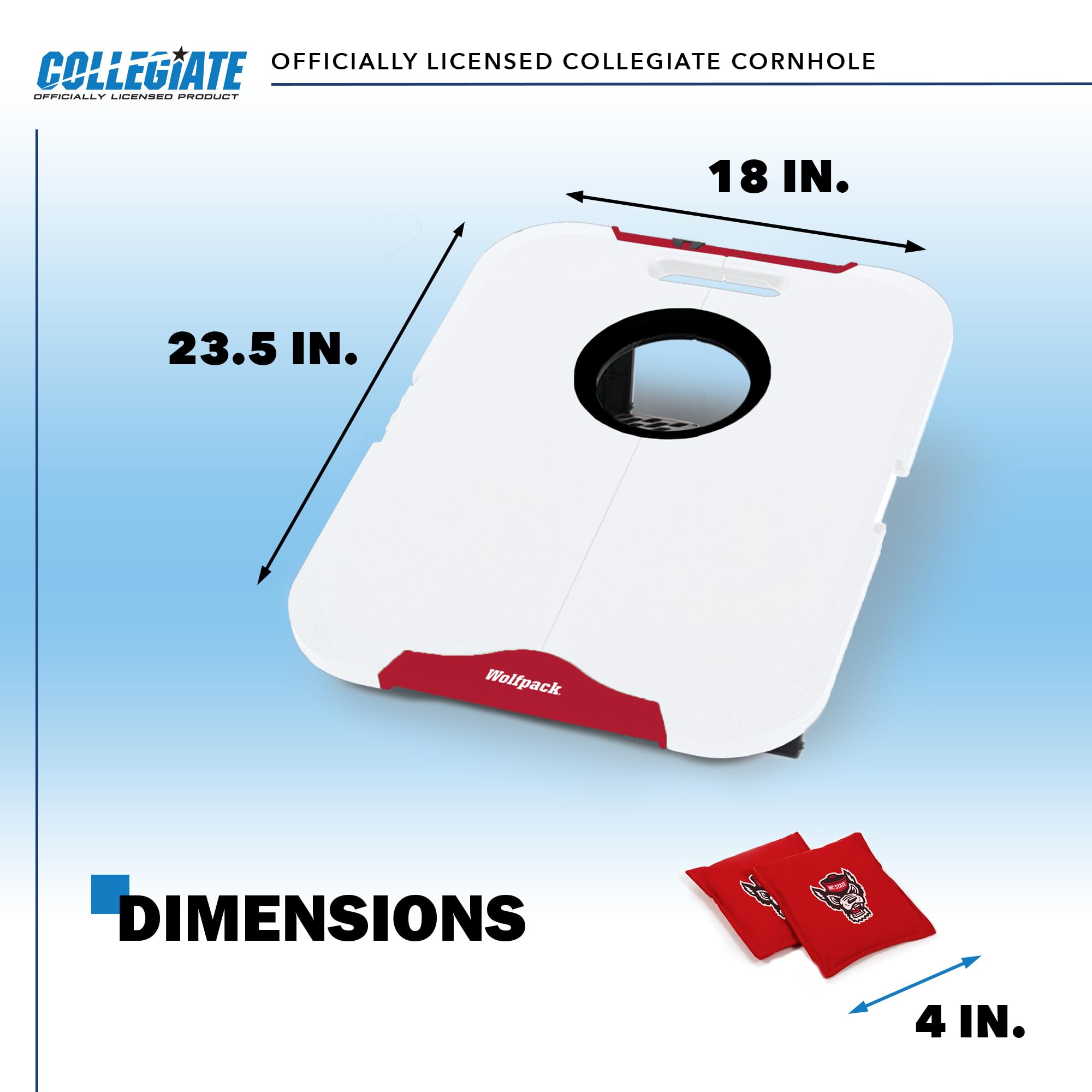Wild Sports NCAA North Carolina State Wolfpack Pro Football All-Weather Cornhole Set - Travel Bean Bag Toss Set Includes 8 Bean Bags - Sports Collectibles, Sports Memorabilia, Sports Fan Shop, Sports Gifts