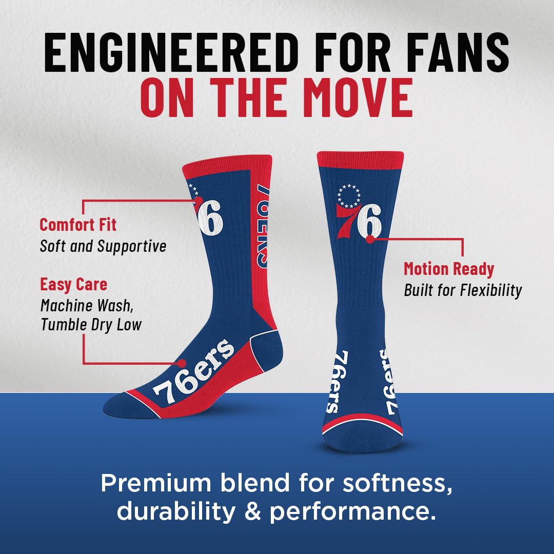 For Bare Feet NBA PHILADELPHIA 76ERS MVP Crew Sock Team Color Large - Sports Gifts, Sports Memorabilia, Sports Collectibles, Fan Shop