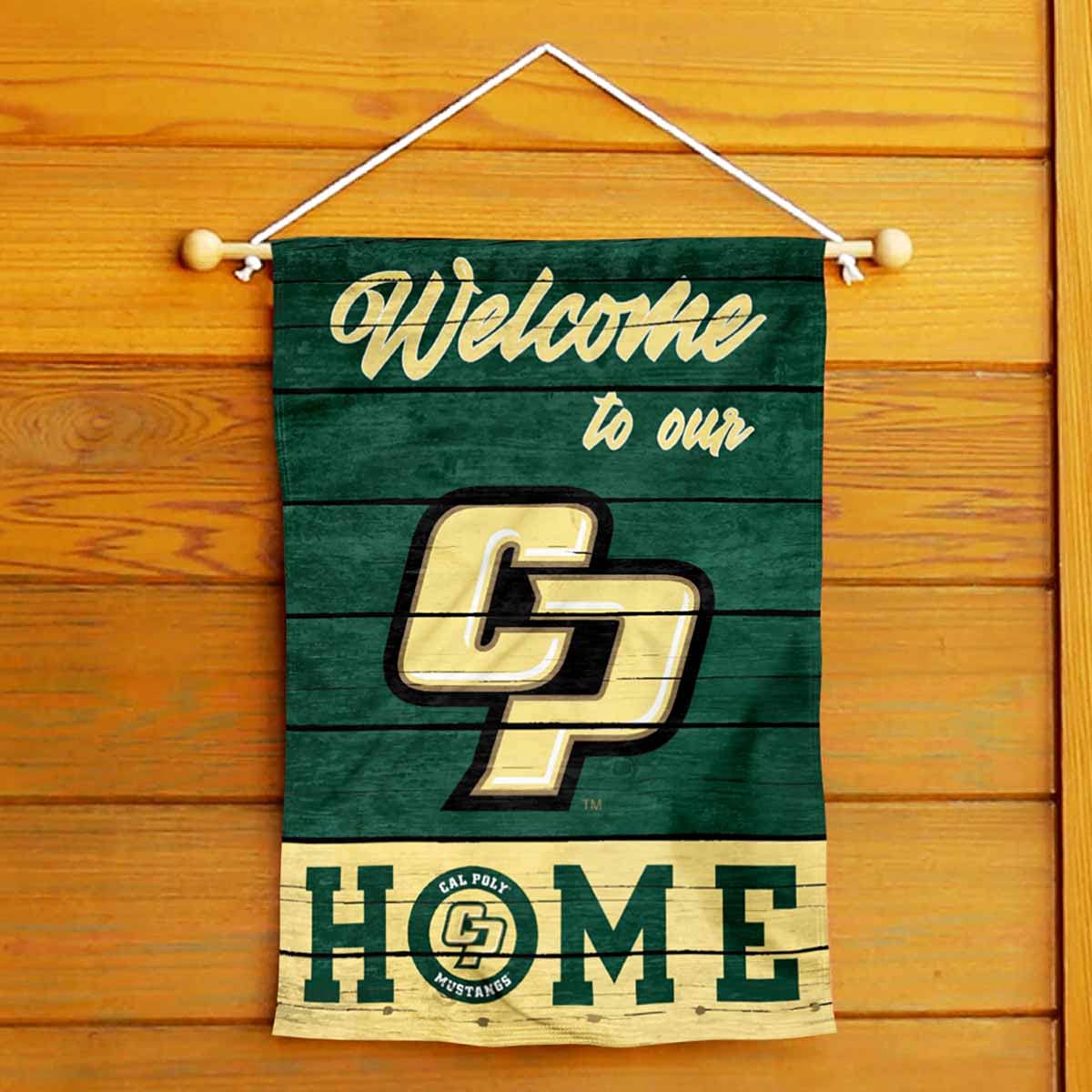 College Flags & Banners Co. Cal Poly Mustangs Welcome to Our Home Double Sided Garden Yard Flag - Sports Collectibles, Sports Memorabilia, Sports Fan Shop, Sports Gifts