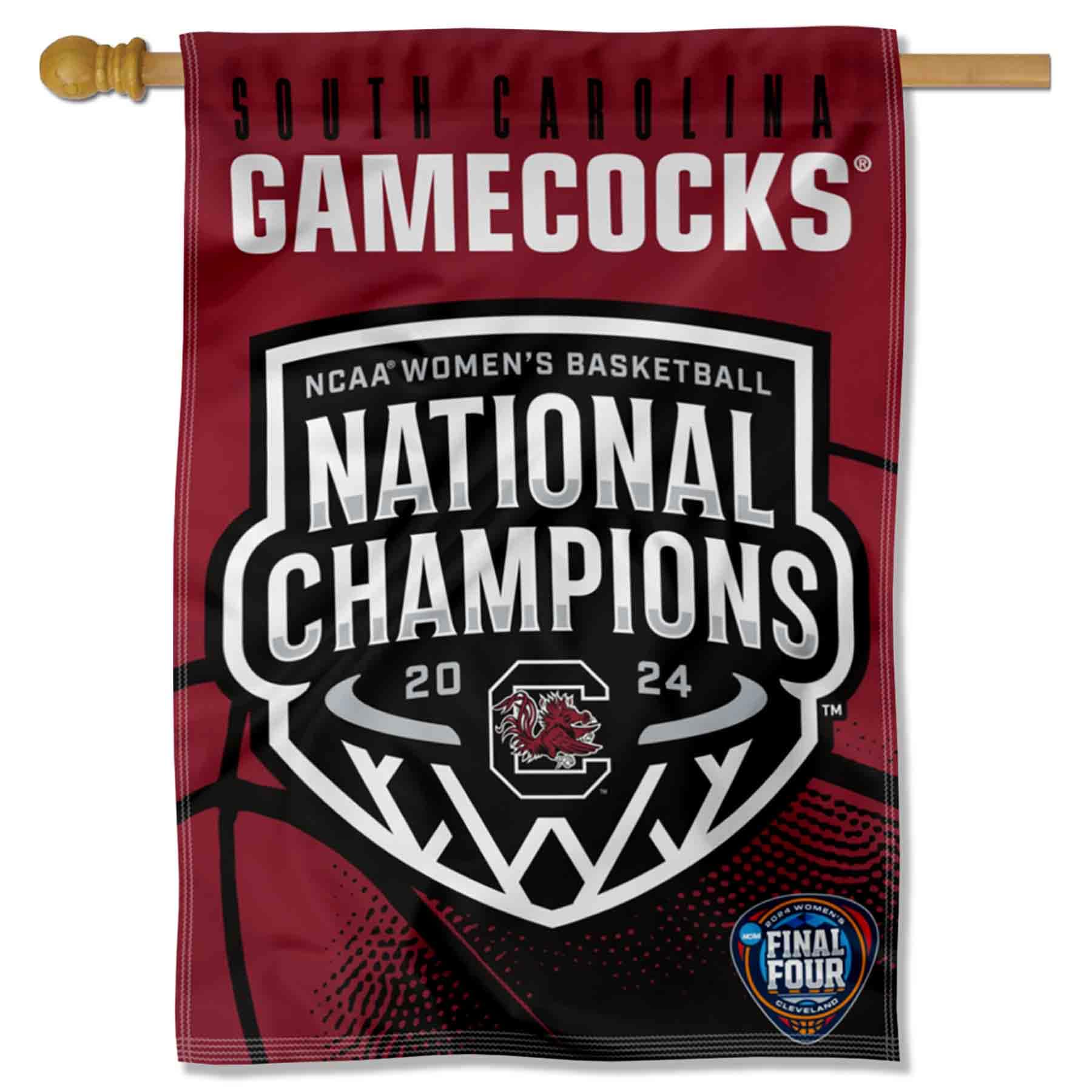 WinCraft South Carolina Gamecocks 2024 Womens Basketball National Champions Banner Vertical Flag - Sports Collectibles, Sports Memorabilia, Sports Fan Shop, Sports Gifts