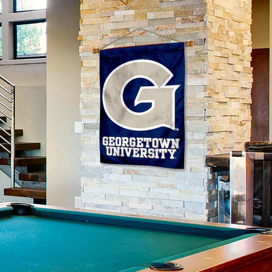 College Flags & Banners Co. Georgetown Hoyas House Flag and Wood Banner Pole Set - Sports Collectibles, Sports Memorabilia, Sports Fan Shop, Sports Gifts