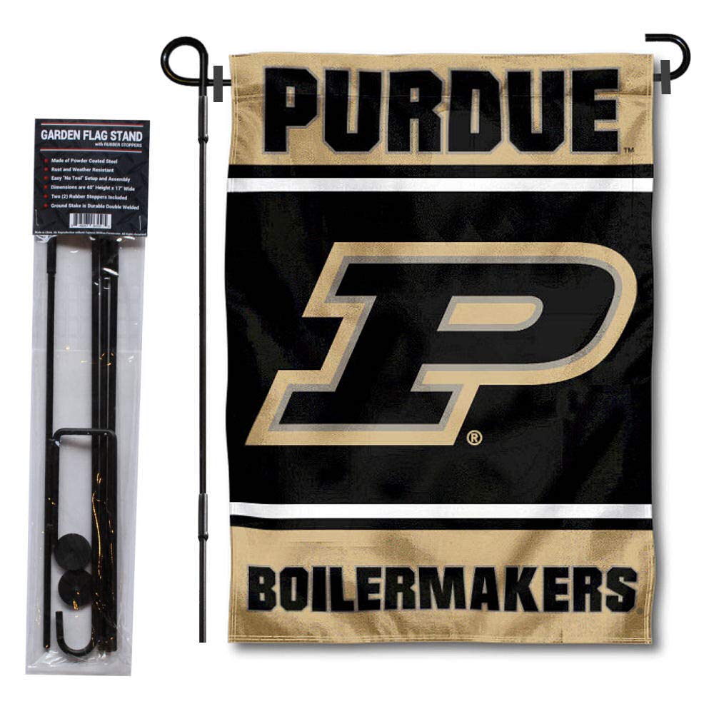 College Flags & Banners Co. Purdue Boilermakers Garden Flag with Stand Holder - Sports Collectibles, Sports Memorabilia, Sports Fan Shop, Sports Gifts