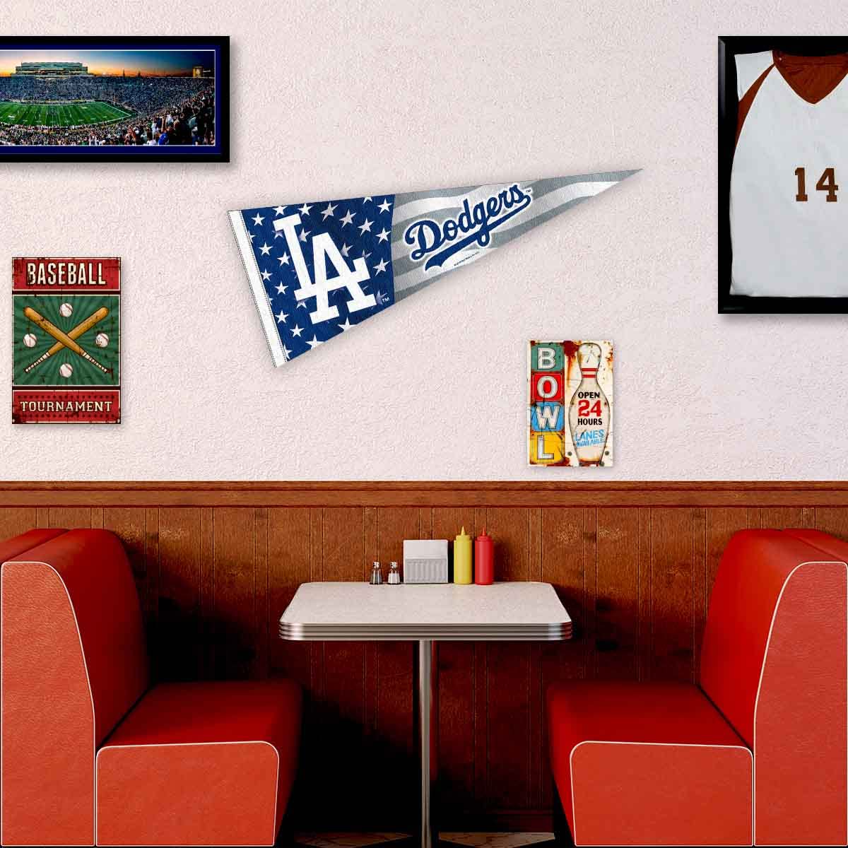 WinCraft Dodgers Nation USA Stars and Stripes Pennant Full Size Pennant Flag - Sports Collectibles, Sports Memorabilia, Sports Fan Shop, Sports Gifts