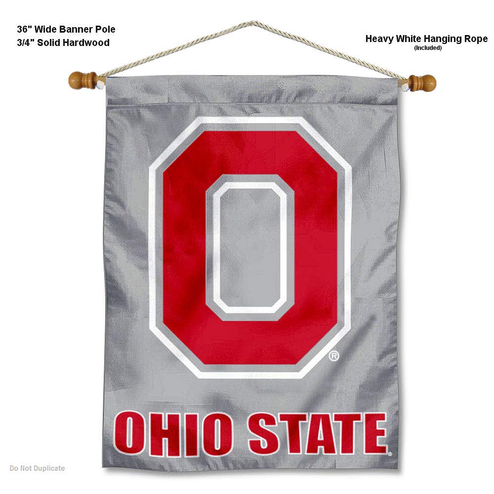 Ohio State Buckeyes Block O Banner with Hanging Pole - Sports Collectibles, Sports Memorabilia, Sports Fan Shop, Sports Gifts