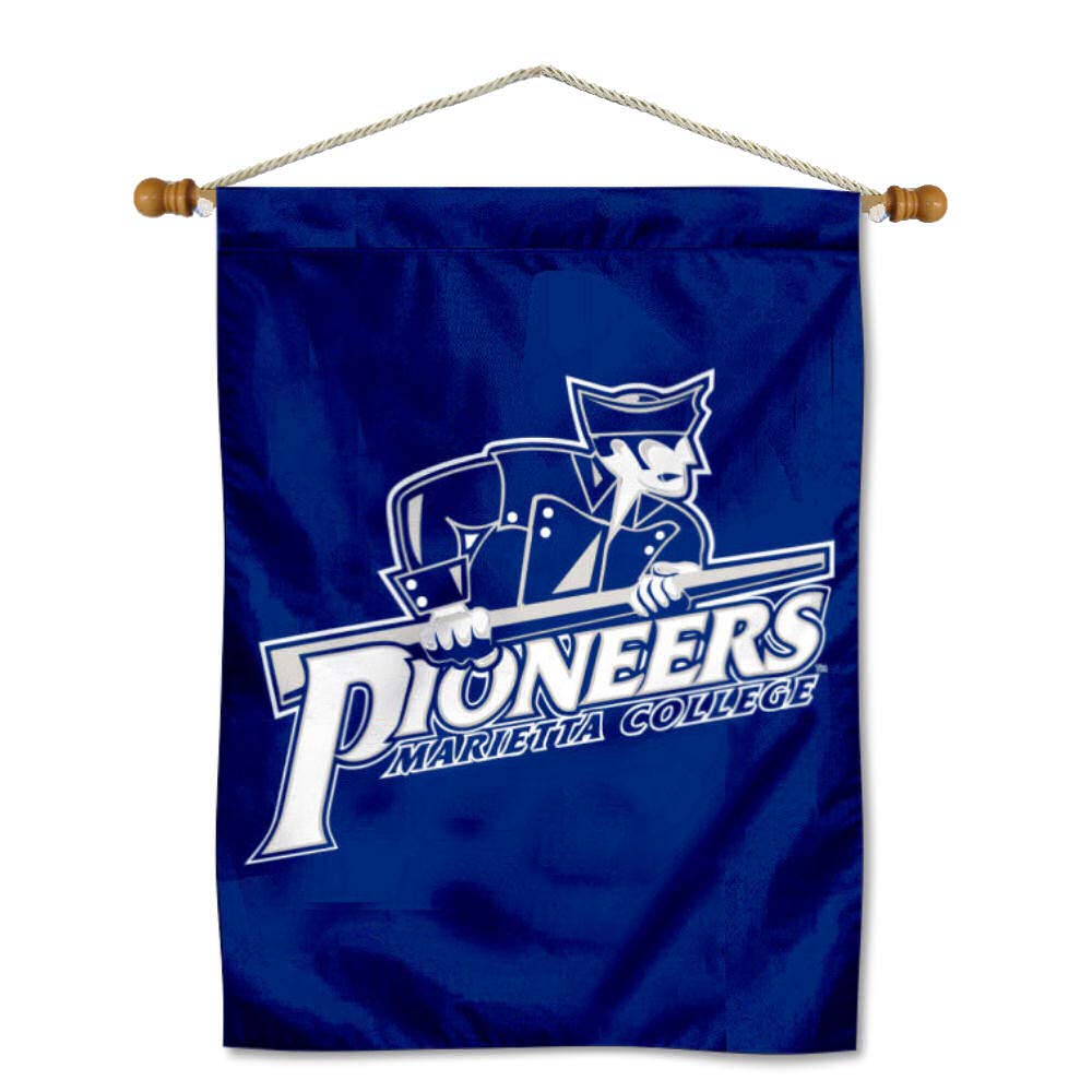 College Flags & Banners Co. Marietta College Pioneers Double Sided House Flag and Wood Banner Pole Set - Sports Collectibles, Sports Memorabilia, Sports Fan Shop, Sports Gifts