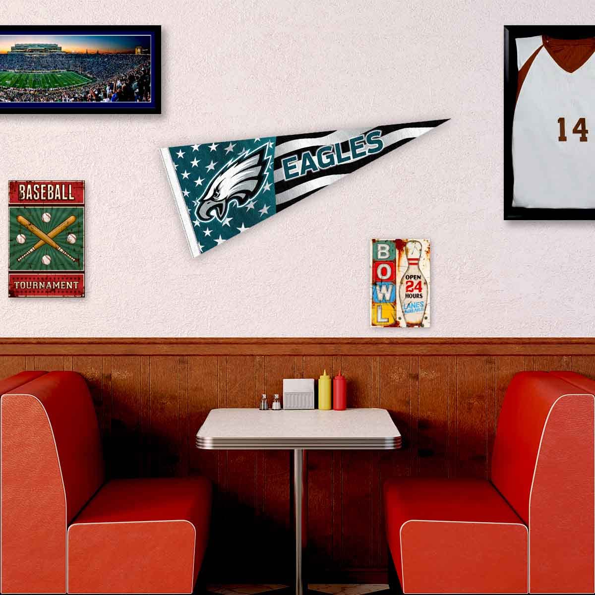 WinCraft Philadelphia Eagles Nation USA Americana Stars and Stripes Pennant Banner Flag - Sports Collectibles, Sports Memorabilia, Sports Fan Shop, Sports Gifts