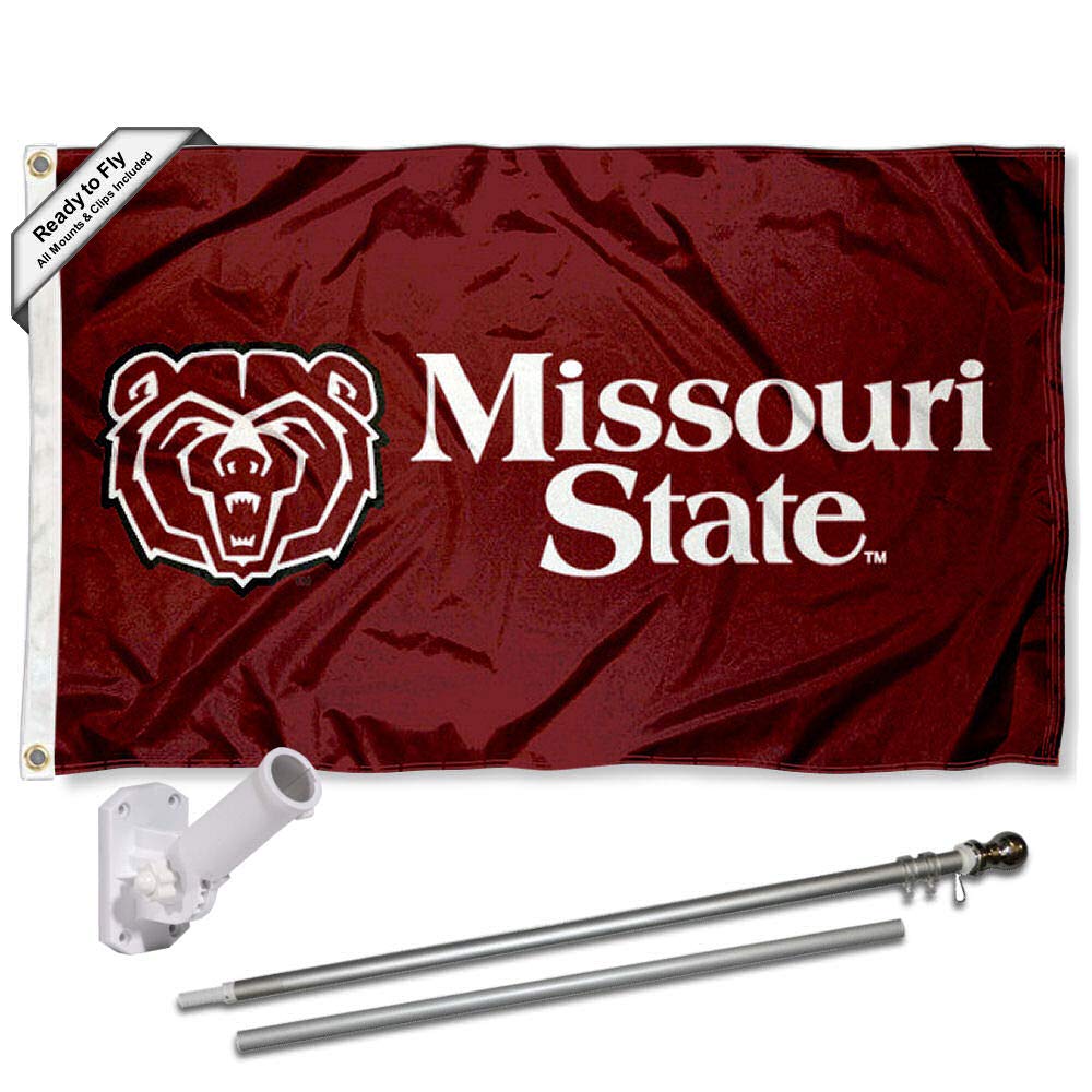 College Flags & Banners Co. Missouri State University Flag and Pole Bracket Mount Bundle - Sports Collectibles, Sports Memorabilia, Sports Fan Shop, Sports Gifts