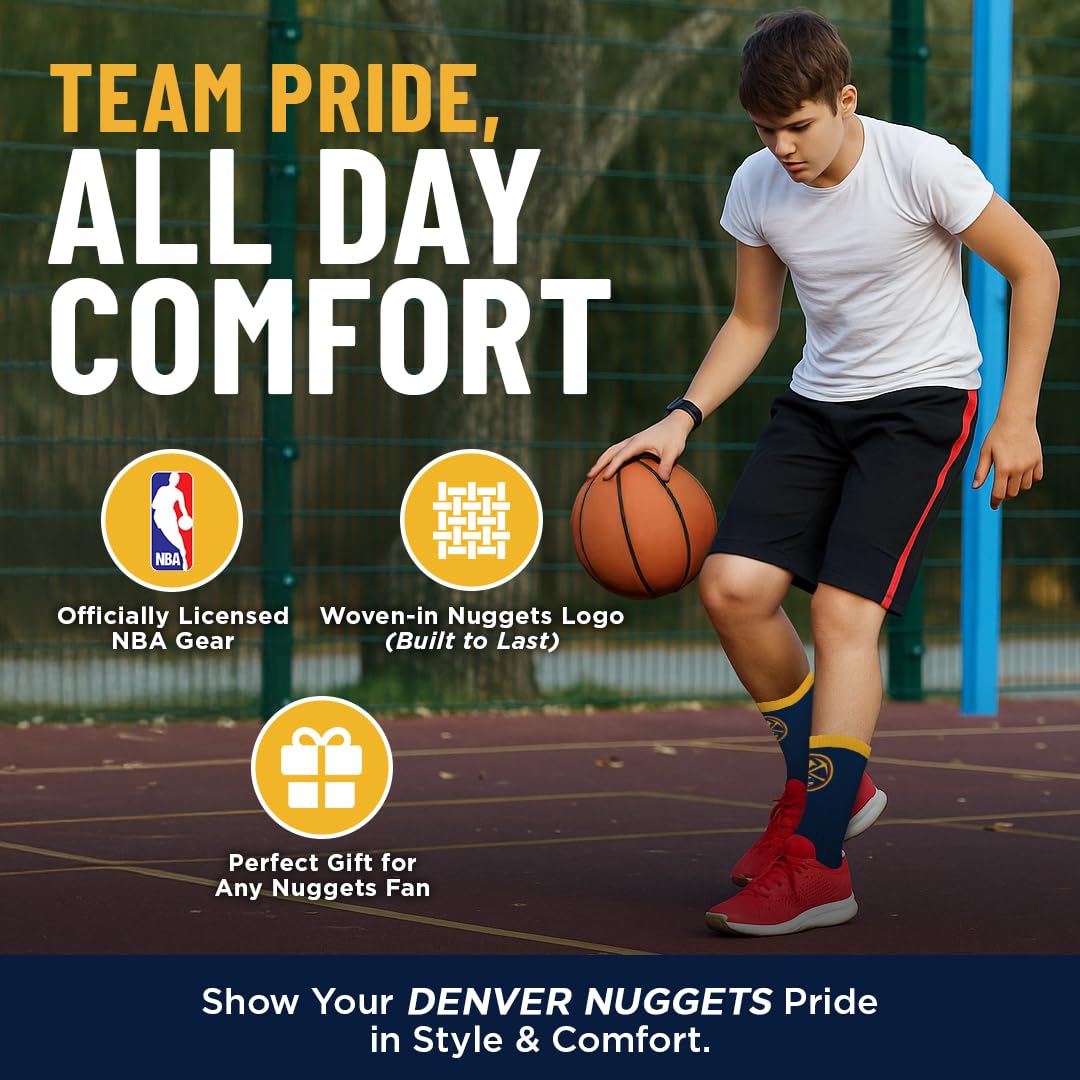 For Bare Feet NBA DENVER NUGGETS MVP Crew Sock Team Color Large - Sports Gifts, Sports Memorabilia, Sports Collectibles, Fan Shop